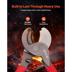 VEVOR High Leverage Cable Cutter, 9-1/4 in Compact, Forged Blades and PVC-Coated Handles, Heavy Duty Cable Cutting