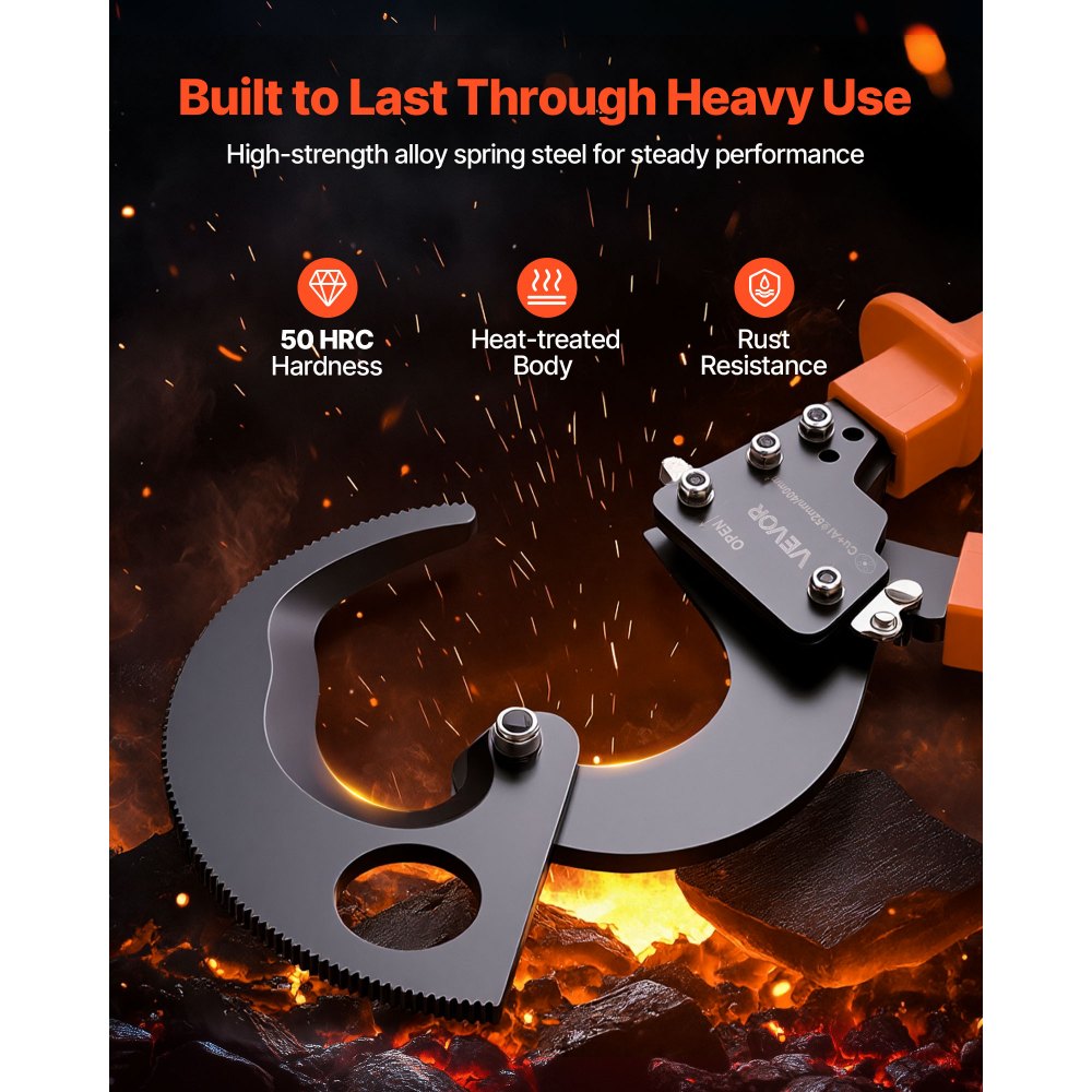 VEVOR Ratcheting Cable Cutter, Spring Steel Blades with PVC-Coated Handles, Quick-Release Button, Heavy Duty Ratchet