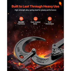 VEVOR Ratcheting Cable Cutter, Spring Steel Blades with Insulated Handles, Quick-Release Button, Heavy Duty Ratchet