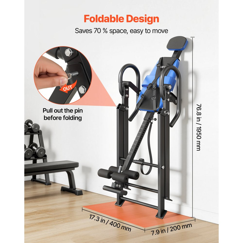 VEVOR Inversion Table, 300 lbs Capacity Heavy Duty Back Inverter Stretcher, Inverted Table with Dual-Roller Locking