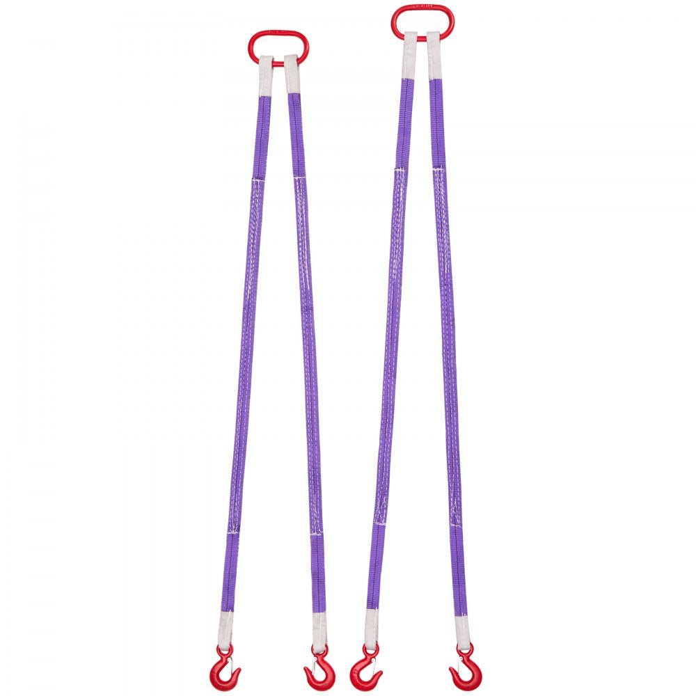 VEVOR Lifting Sling Straps, 2Pcs Two-Leg Polyester Bridle Sling with Hooks, 4400LB Capacity, 5Ft Heavy Duty Rigging