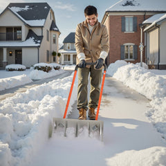 VEVOR Snow Pusher Shovel with Wheels, 24 in Wheeled Snowplow Shovel with Bi-Directional Angled Blade & 90 Degree