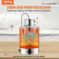 VEVOR Alcohol Still, 15 Gal 50L Water Alcohol Distiller, Home Distillery Kit include Stainless Steel Tube & Pump &