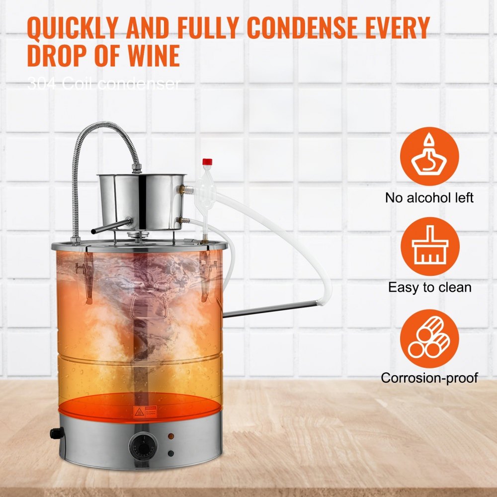 VEVOR Alcohol Still, 15 Gal 50L Water Alcohol Distiller, Home Distillery Kit include Stainless Steel Tube & Pump &