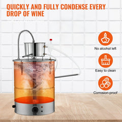 VEVOR Alcohol Still, 15 Gal 50L Water Alcohol Distiller, Home Distillery Kit include Stainless Steel Tube & Pump &
