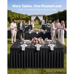 VEVOR Spandex Tablecloth with Skirt, 6 ft Rectangular Covers, 2 Pack, Black, for Party Wedding Banquet Festival, Washable, Reusable, One-Piece, Tight, Fitted Table Cloth with Pleated Skirt | VEVOR US