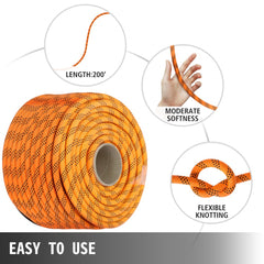 Polyester Rope 9/16" x 200', Load and Pulling Rope, 8600lbs Breaking Strength(Not suitable for rocking climbing