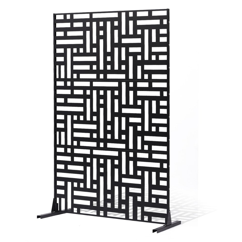 VEVOR Metal Privacy Screen, 47" W x 76" H, Outdoor Privacy Screens 3-Panel, Freestanding Outdoor Divider with Stand