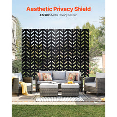 VEVOR Metal Privacy Screen, 47" W x 72" H, Outdoor Privacy Screens 5-Panel, Freestanding Outdoor Divider with Stand