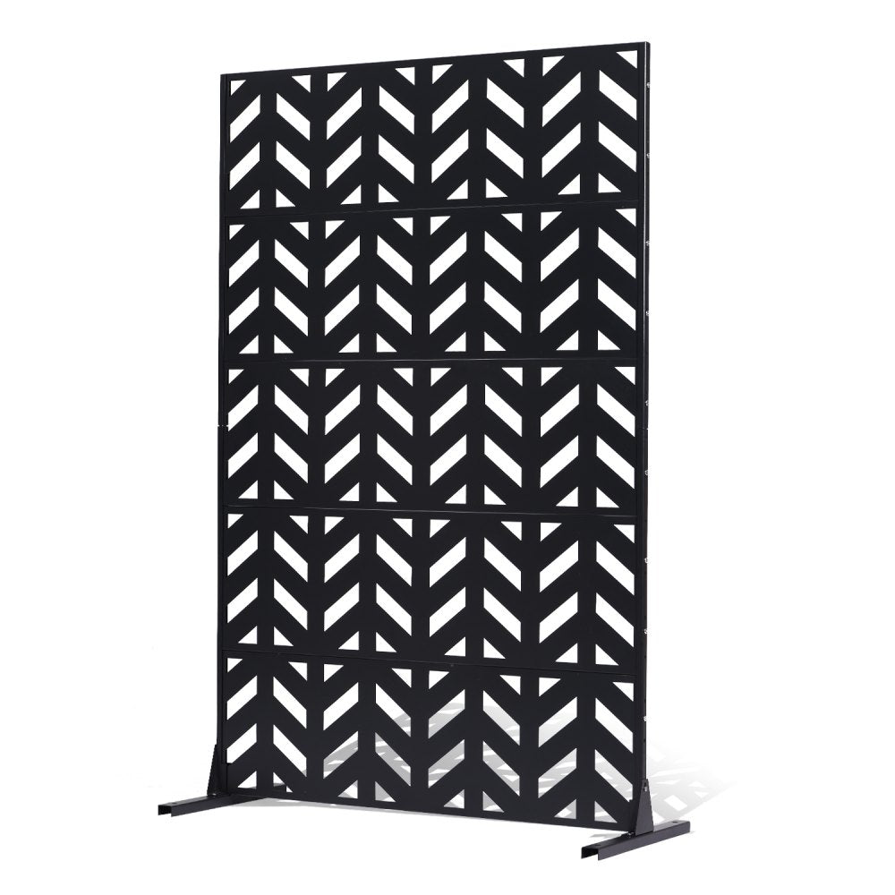 VEVOR Metal Privacy Screen, 47" W x 72" H, Outdoor Privacy Screens 5-Panel, Freestanding Outdoor Divider with Stand