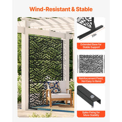 VEVOR Metal Privacy Screen, 47" W x 72" H, Outdoor Privacy Screens & Panels, Freestanding Outdoor Divider with Stand