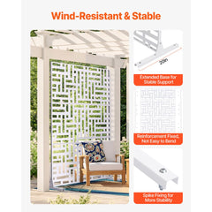 VEVOR Metal Privacy Screen, 47" W x 76" H Outdoor Privacy Screens 3-Panel, Freestanding Outdoor Divider with Stand