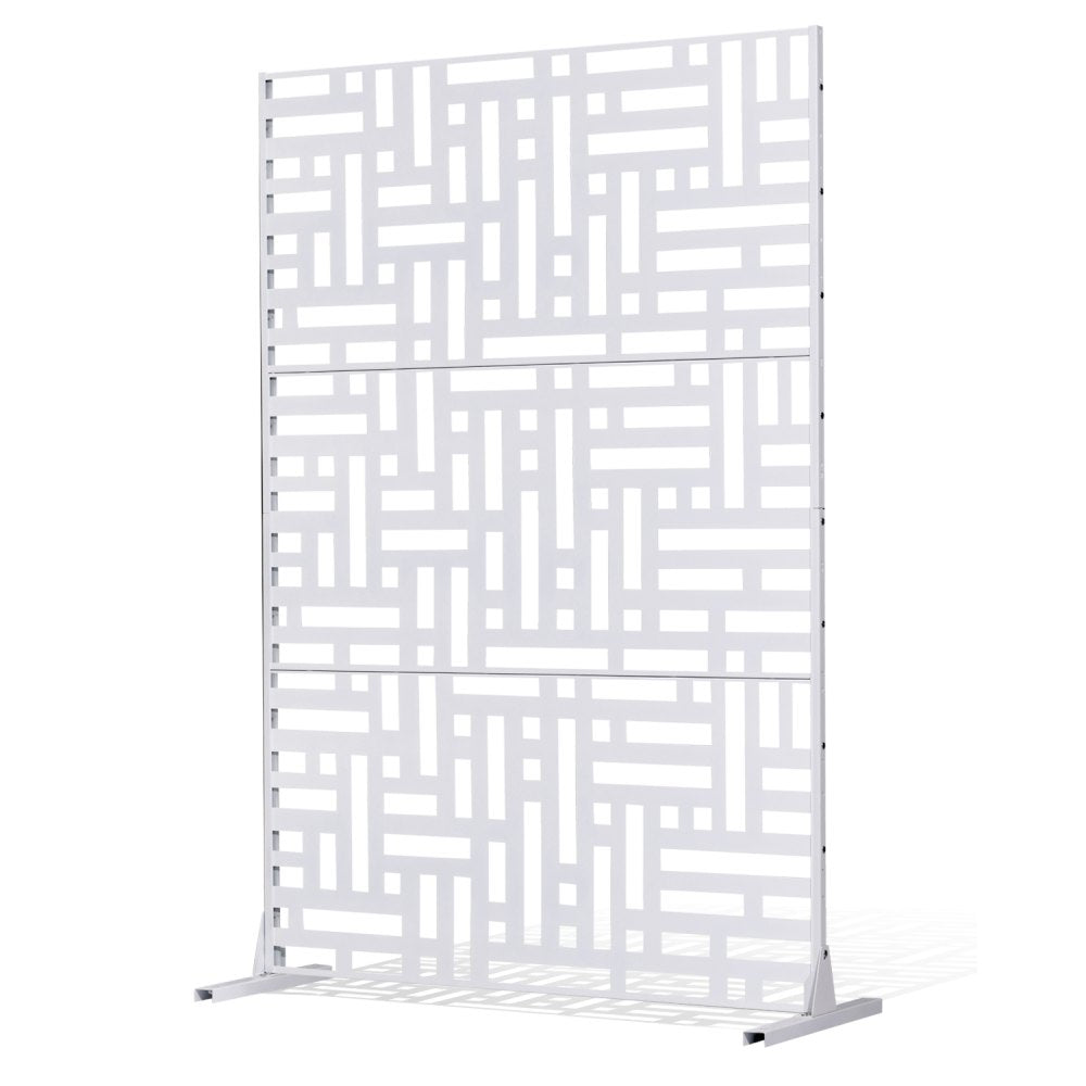 VEVOR Metal Privacy Screen, 47" W x 76" H Outdoor Privacy Screens 3-Panel, Freestanding Outdoor Divider with Stand