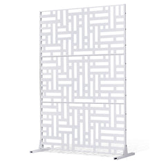 VEVOR Metal Privacy Screen, 47" W x 76" H Outdoor Privacy Screens 3-Panel, Freestanding Outdoor Divider with Stand