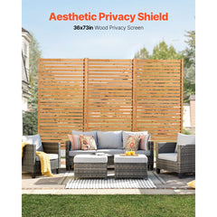 VEVOR Wooden Privacy Screen, 36" W x 76" H Outdoor Privacy Screen, Freestanding Wood Privacy Panel with Stand