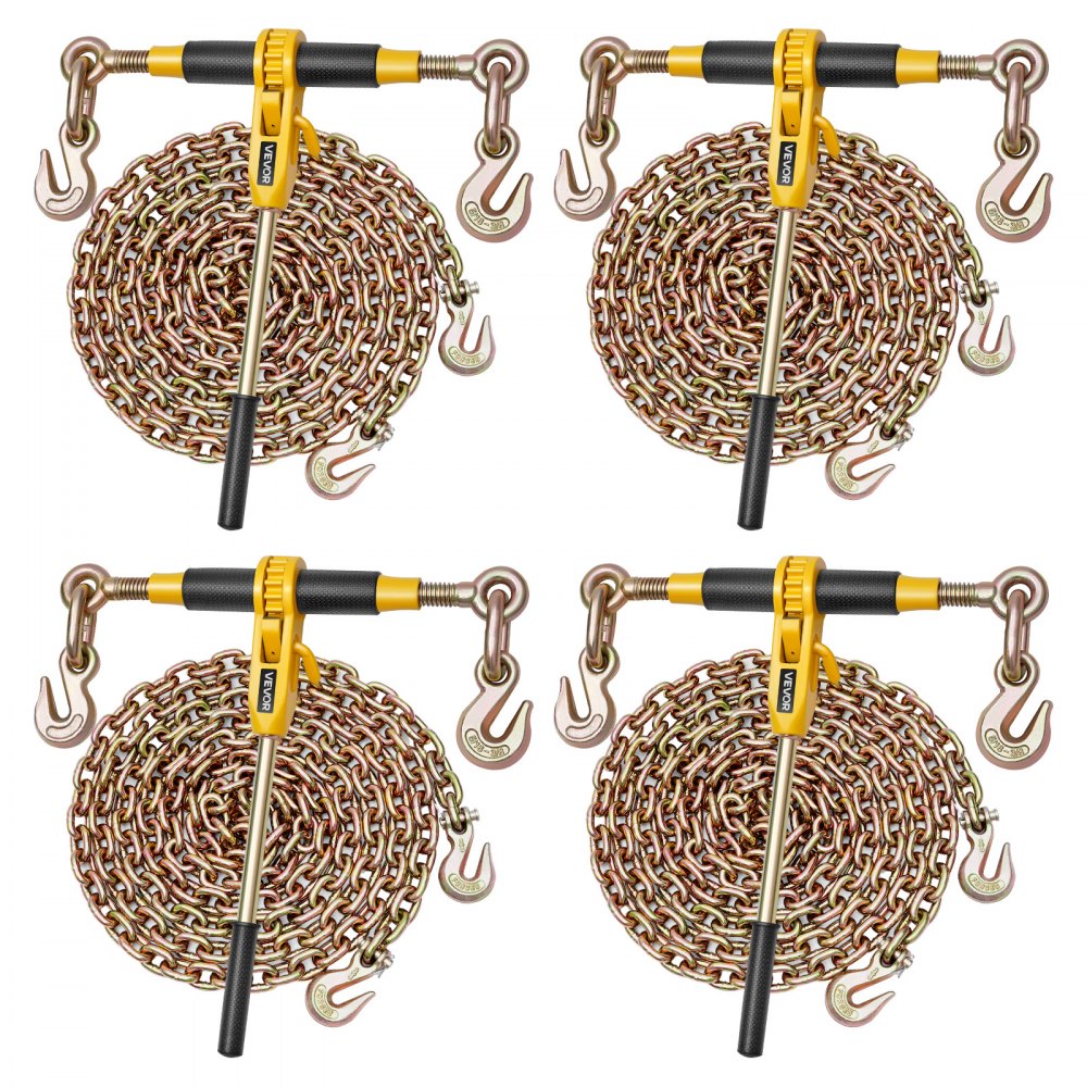 VEVOR Ratchet Chain Binder, 5/16 in x 12.8 ft G80 Chains, 8000 lbs Working Load of Ratchet Load Binder, Chains and