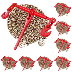 VEVOR Ratchet Chain Binder, 3/8 in x 10 ft G80 Chains, 9200 lbs Working Load of Ratchet Load Binder, Chains and Binders