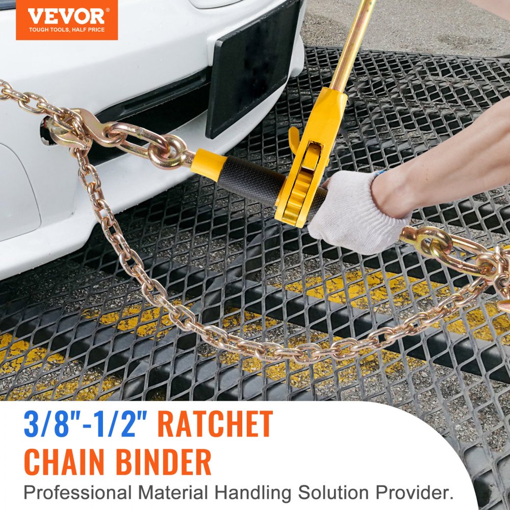 VEVOR Ratchet Chain Binder 2PCS, 3/8"-1/2" Heavy Duty Load Binders, with G80 Chains 12000 lbs Secure Load Limit