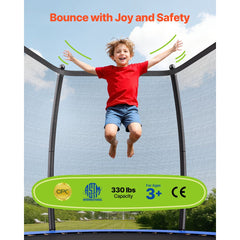 VEVOR Outdoor Trampoline, 10FT Recreational Trampoline, ASTM Approved Trampolines with Enclosure Net & Thickened Pad