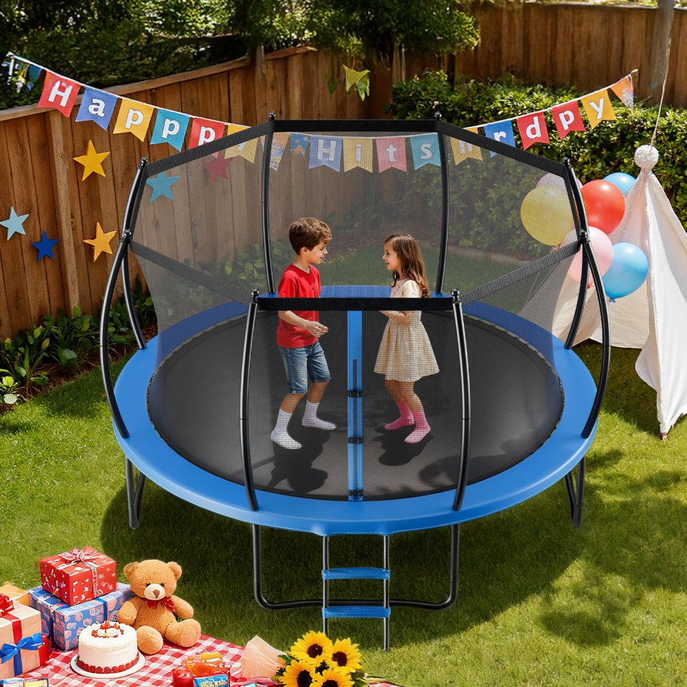 VEVOR Outdoor Trampoline, 10FT Recreational Trampoline, ASTM Approved Trampolines with Enclosure Net & Thickened Pad