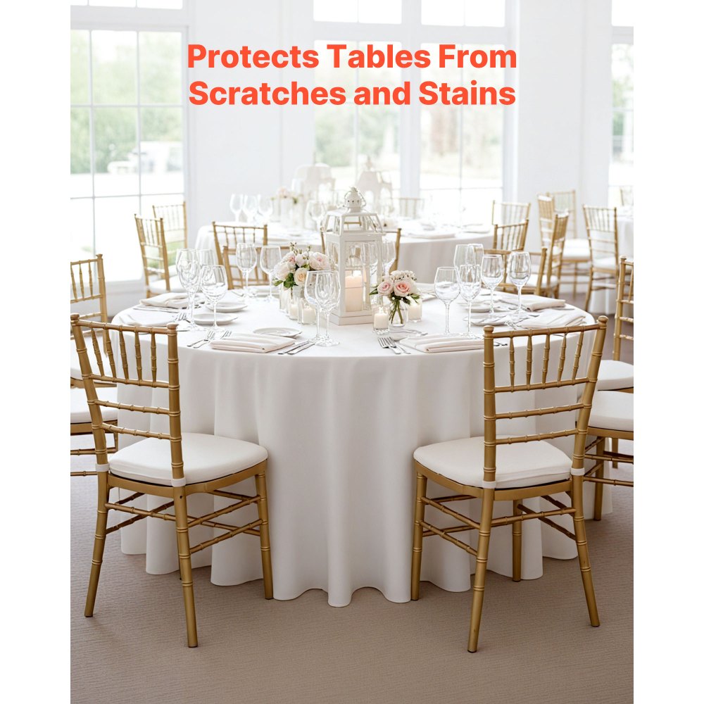 VEVOR White Round Tablecloths 10 Pack, 120 Inches in Diameter, Stain- & Wrinkle- Resistant, Machine Washable Table