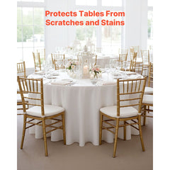 VEVOR White Round Tablecloths 6 Pack, 120 Inches in Diameter, Stain- & Wrinkle- Resistant, Machine Washable Table