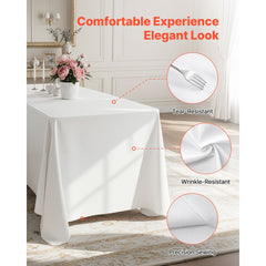 VEVOR White Tablecloths for Rectangle Tables, 10 Pack, 60 x 102 Inches, Reusable and Machine Washable Table Clothes