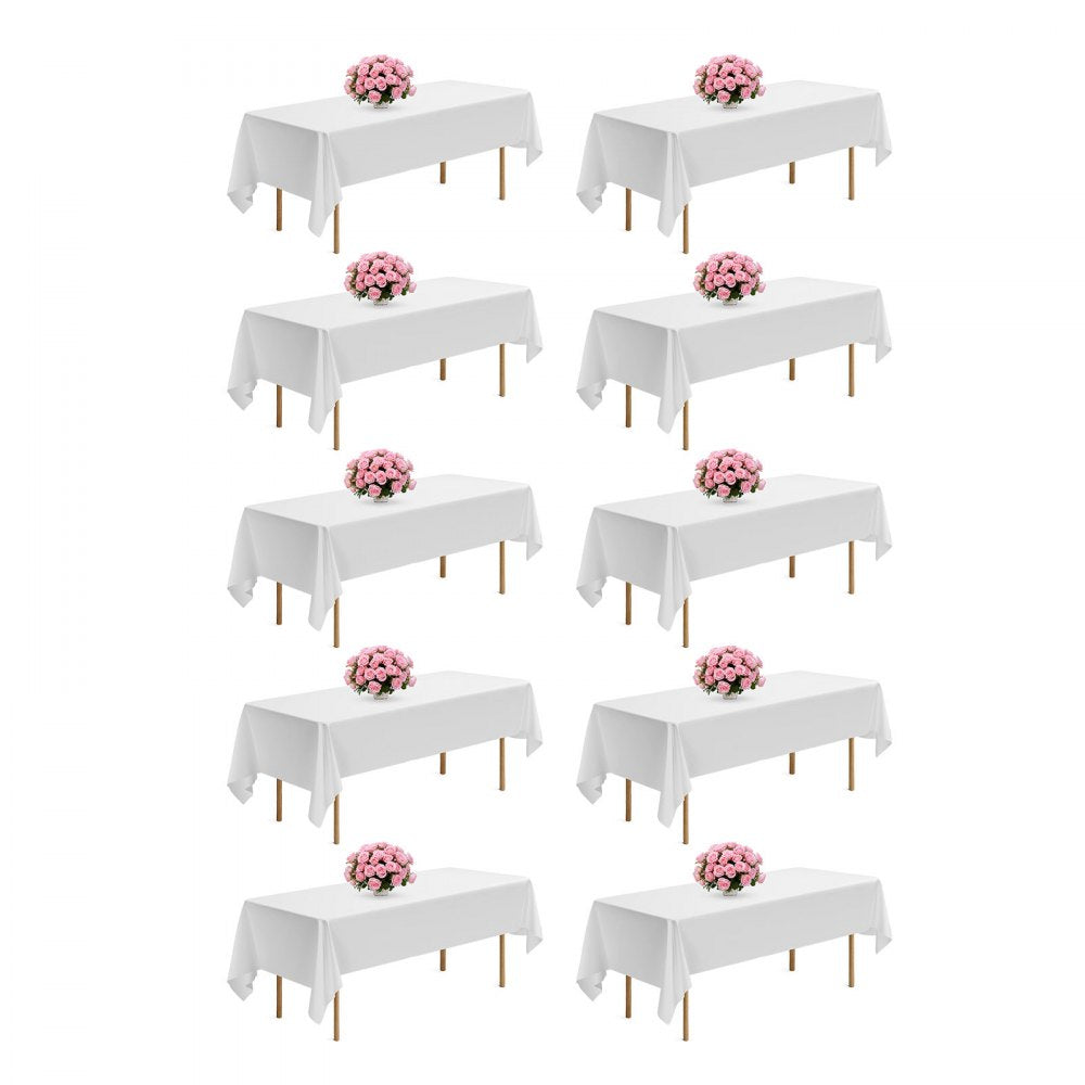VEVOR White Tablecloths for Rectangle Tables, 10 Pack, 60 x 102 Inches, Reusable and Machine Washable Table Clothes