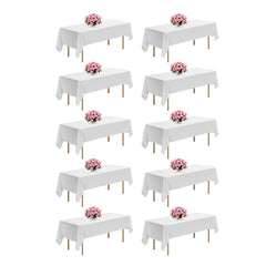 VEVOR White Tablecloths for Rectangle Tables, 10 Pack, 60 x 102 Inches, Reusable and Machine Washable Table Clothes