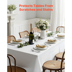 VEVOR White Tablecloths for Rectangle Tables, 6 Pack, 60 x 102 Inches, Reusable and Machine Washable Table Clothes
