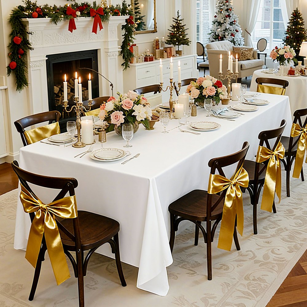 VEVOR White Tablecloths for Rectangle Tables, 6 Pack, 60 x 102 Inches, Reusable and Machine Washable Table Clothes