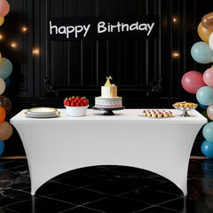 VEVOR 10 Pack Table Cloth for 6FT Rectangular Fitted Events, Wrinkle-Resistant Stretch White Table Covers, Washable