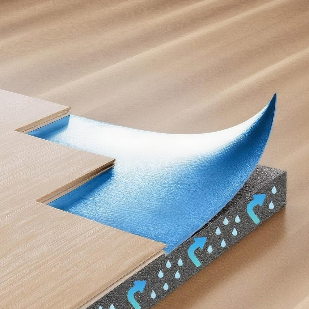 VEVOR Floor Underlayment 400 sq. ft, 3mm Laminate Flooring Padding with Attached Vapor Barrier, Heavy Duty Fiber+PE