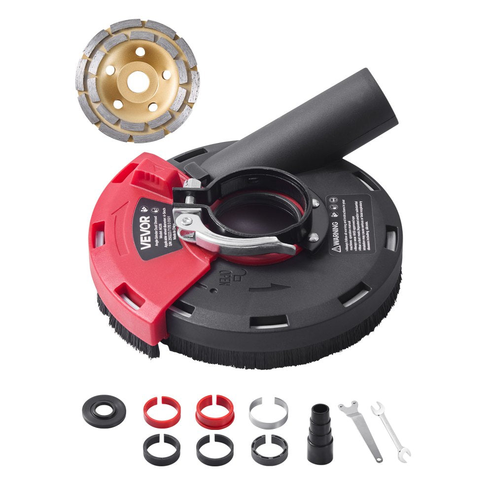 VEVOR Grinding Dust Shroud for Angle Grinder, Universal 4-5 in, Surface Grinder Dust Shroud with 6 Clamping Washers & 5