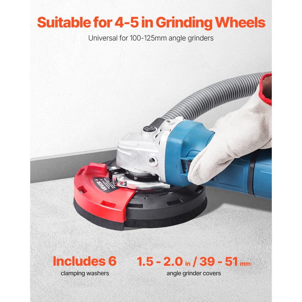 VEVOR Grinding Dust Shroud for Angle Grinder, Universal 4-5 in, Surface Grinder Dust Shroud with 6 Clamping Washers