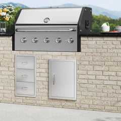 VEVOR BBQ Access Door, 16W x 22H Inch Single Outdoor Kitchen Door, Stainless Steel Flush Mount Door, Wall Vertical Door