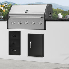 VEVOR BBQ Access Door, 16W x 22H Inch Single Outdoor Kitchen Door, Cold Plate Flush Mount Door, Wall Vertical Door with