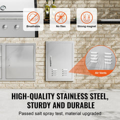 VEVOR BBQ Access Door, 17W x 24H Inch Single Outdoor Kitchen Door, Stainless Steel Flush Mount Door, Wall Vertical Door