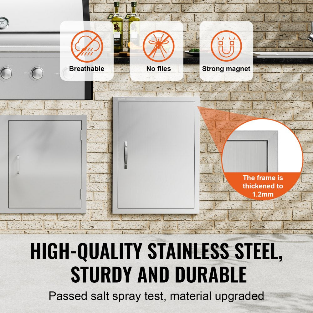 VEVOR BBQ Access Door, 20W x 27H Inch Single Outdoor Kitchen Door, Stainless Steel Flush Mount Door, Wall Vertical Door