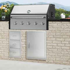 VEVOR BBQ Access Door, 20W x 27H Inch Single Outdoor Kitchen Door, Stainless Steel Flush Mount Door, Wall Vertical Door