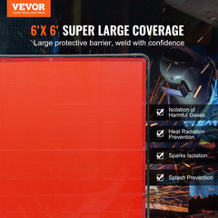VEVOR Welding Screen with Frame, 6' x 6' Welding Curtain Screen, Flame-Resistant Vinyl Welding Protection Screen on 4