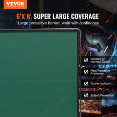 VEVOR Welding Screen with Frame, 6' x 8' Welding Curtain Screen, Flame-Resistant Vinyl Welding Protection Screen on 4