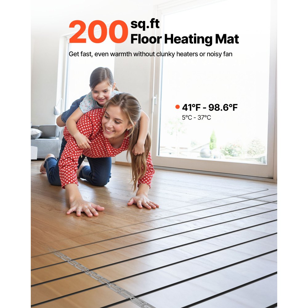VEVOR 200 sqft Underfloor Heating Cable Kit, 240V Electric Radiant Heated Floor System, with Smart Control Thermostat &