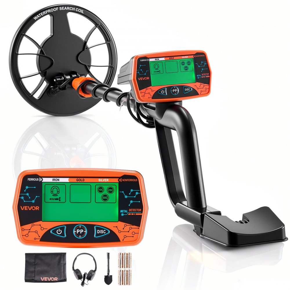 VEVOR Metal Detector for Adults, 8", Professional High Accuracy Gold Detector, IP68 Waterproof Search Coil with