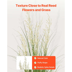 VEVOR Artificial Grass Plant, 47 inch Reed Flower Grass in Pot, Premium PVC Faux Fake Greenery Shrubs Plant for Indoor