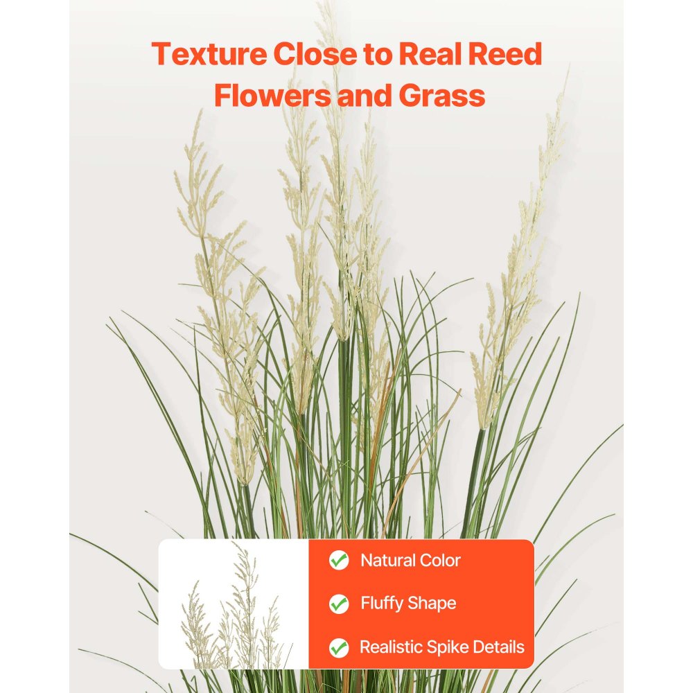 VEVOR Artificial Grass Plant, 2 Pack 59 inch Faux Reed Flower Grass in Pot, Premium PVC Fake Greenery Shrubs Plant for