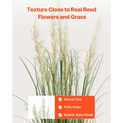 VEVOR Artificial Grass Plant, 2 Pack 59 inch Faux Reed Flower Grass in Pot, Premium PVC Fake Greenery Shrubs Plant for