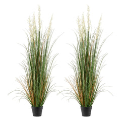 VEVOR Artificial Grass Plant, 2 Pack 59 inch Faux Reed Flower Grass in Pot, Premium PVC Fake Greenery Shrubs Plant for