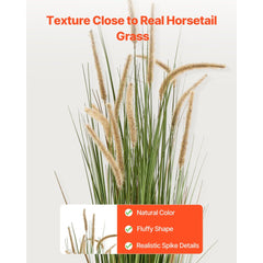 VEVOR Artificial Grass Plant, 2 Pack 59 inch Horsetail Reed Grass in Pot, Premium PVC Faux Fake Greenery Shrubs Plant