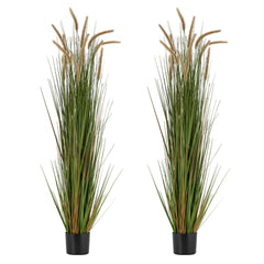 VEVOR Artificial Grass Plant, 2 Pack 59 inch Horsetail Reed Grass in Pot, Premium PVC Faux Fake Greenery Shrubs Plant
